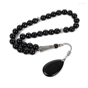 Strand Tasbih Black Agate Stone Drop Shape Pendant Rosario musulmano 8 10 12mm Mis Baha Bead Bracciale islamico regalo