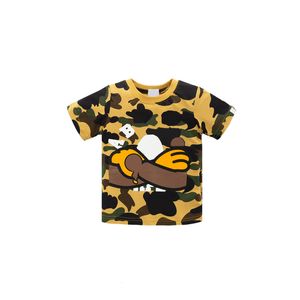 Çocuk T-Shirt Tasarımcısı Yaz Gevşek Köpekbalığı Anime Baskı Camo Kısa Kollu High Street Casual Kids Maymun ZC82