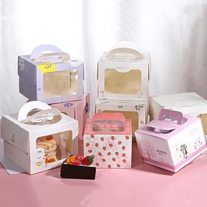 Gift Wrap 10pcs Bake 4-inch Cake Wrapper Portable Window Transparent Paper Boxes Mousse Cheesecake Dessert Shop Take Away Packageing