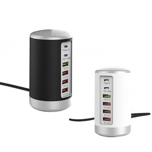 65W 6 Port Desktop Charger USB Hub Charging Station(4X USB+Type C+QC3.0+PD 18W)Multi-Port Charger hub Fast Wall Charger