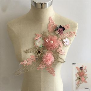 蝶ネクタイファッションフラワー刺繍フェイクカラー女性レースファブリック縫製アプリケート偽のDIYコルセッジアクセサリー