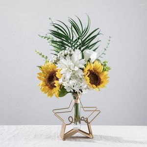 Dekorative Blumen, 46 cm, Sonnenblumenköpfe, Dahlie, Rosenknospen, ein Blumenstrauß, DIY-Blumensträuße, Hochzeit, Geburtstag, Party, Heimdekoration