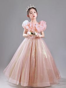 Girl's Dresses Luxury Designer Dress Princess For Gilr Long Ball Gown Teens Kids paljett Tulle Maxi Party Dress Girls Elegant Grad Night 230609