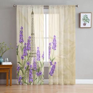 Curtain Eiffel Tower With Lavender Sheer Curtains For Living Room Kids Bedroom Tulle Kitchen Window Treatment Drapes