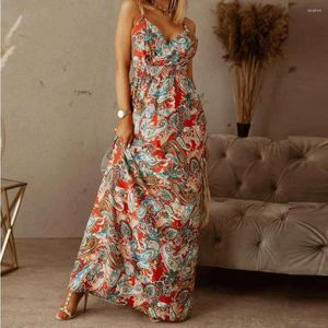 Party Dresses Dress Summer Hawaiian Bohemian ärmlösa kvinnor Floral kjolstrand länge för 2023 Vestido Casual Robe Kvinnliga kläder