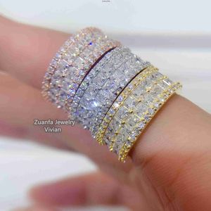 Pass Diamond Tester d Farbe Vvs Grade Princess Cut Moissanit Ringe Herren Edelsteine 10k 14k Solid Gold Ring