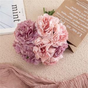 Pink Silk Hydrangeas Artificiella blommor Bröllopsblommor för brud Hand Silk Blooming Peony Fake Flowers White Home Decoration GC2175