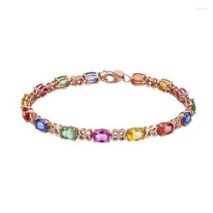 Charm Bracelets MIQIAO Color Crystal Luxury Stone Gold Plated Arm Band Wrist Chains Link Bracelet For Women Girls Friends Gift Fashion