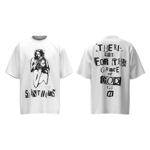 8G46 T-shirts för ny stil för män och kvinnor modedesigner Saint Michael Double Jesus tryck par rund hals bomull liten high street