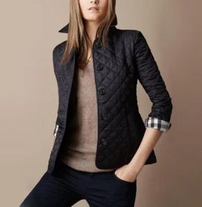 Nova jaqueta feminina inverno outono casaco moda algodão fino jaqueta estilo britânico xadrez acolchoado parkas M-6XL tn