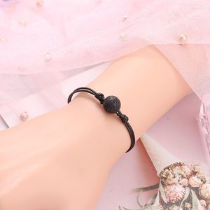 Pulseiras de link Vintage Lava Bead Bracelet Women Men Punk Black Ball Hand Chain Unique Essential Oil Difusor Jewelry Fashion Gift