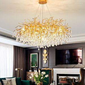 Lustres lustre de teto de luxo moderno, iluminação de cristal, LED, decoração de sala de estar, villa, pingente de gota de água