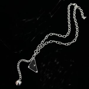 Luxury Gold silver Triangle pendants necklace female personality prad couple gold chain pendant jewelry on the neck gift for girlfriend accessories KP3g