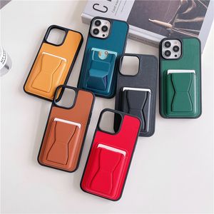 Luxury Folding Bracket Solid Leather Vogue Phone Case for iPhone 14 13 12 11 Pro Max XR XS Sturdy Slim Full Protective Soft Bumper Card Slot Wallet Clutch Back Shell