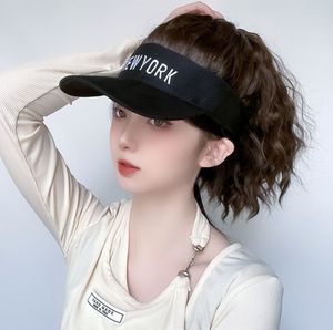 Hat wig all -in -one female summer air -breathable age -reducing peaked hats fake ponytails have many style choices, support customization