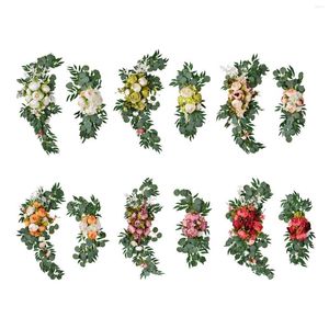 Decorative Flowers Artificial Arch Decor Centerpiece Garland Greenery Flower Arrangement Floral Swags For Wall Living Room Window Party