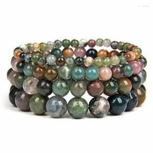 Strand Natural Stone Beads Bracelet India Agates Handmade Round Charm Bracelets Yoga Energy Buddha For Men Women Jóias Presentes