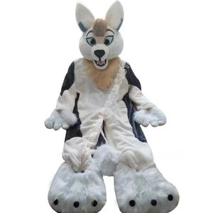 Long Fur Husky Dog Fox Mascot Costume Top Cartoon Anime theme character Carnival Unisex Adults Size Christmas Birthday Party Outdoor Outfit Suit