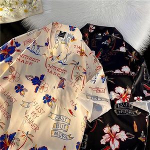 Men's Casual Shirts Vintage Collar Men's Retro Dress Loose Design Couple Beach Short Sleeve Shirt Ropa Clothing For Men