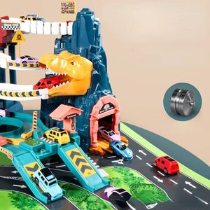 ElectricRC Track Dinosaur Car Park Building Railway Track Car Toy Set Model Breakthrough Adventure Curve Interactive Game Diy Toys for children 230609