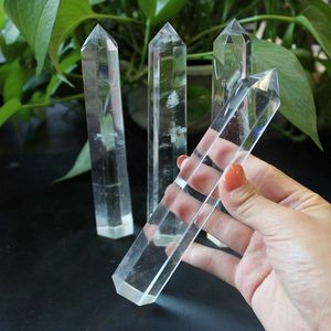 Duży naturalny przezroczysty krystaliczny kwarcowy kwarcowy punkt kwarcowy Clear Crystal Obelisk Różdżka lecznicza kryształ 85 cm 16 cm KKOQQ