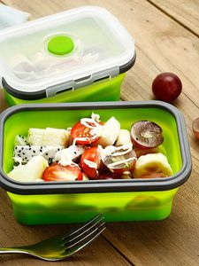 Ciotole 3/4PCS Set pieghevole in silicone Lunch Box Contenitore per insalata Stoviglie Comodamente arco in ceramica per frutta