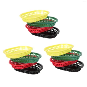 Dinnerware Sets 12 Pcs French Fries Hamburger Basket Snack Plate Chip Plastic Fruit Trays Woven Storage Baskets