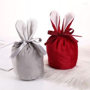 Gift Wrap 5Pc Ears Velvet Bags 2023 Easter Chocolate Candy Cookie Packaging Bag Jewelry Organizer Wedding Birthday