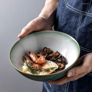 Schüsseln Nordic Große Ramen Haushalt Keramik Suppe Schüssel Kreative Trompete Hause Kommerziellen Restaurant Geschirr