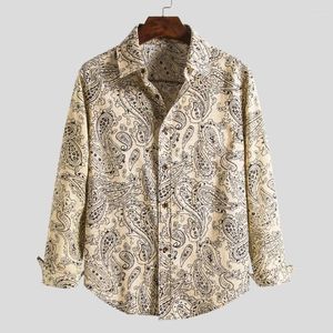 Abbigliamento etnico Primavera Moda Stampa Camicia a maniche lunghe per uomo Stile africano Top Retro Chic Colletto rovesciato Tessuto di lino 2023