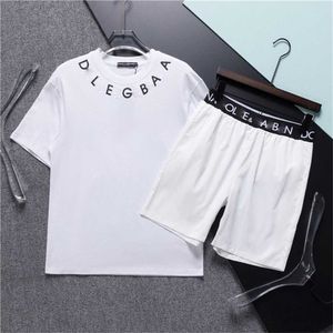 Fatos de treino de verão Impressão de marca de manga curta terno fitness moda lazer esportes super legal camiseta preta shorts conjunto de 2 peças #003 FQ89