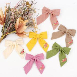 Hårtillbehör mode broderi bågar hårnål baby flickor stora bowknot barrette hårklipp barn söt spädbarn vår sommar