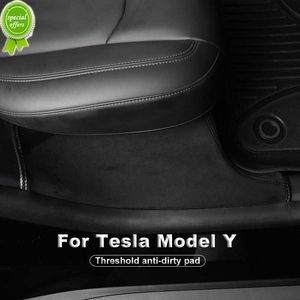 Yeni Kapı Eşiği Anti-Adımlı Pad Mikrofiber Deri Hoş Geldiniz Tablo Tesla Model Y aksesuarları için aşınma direnci ve kir direnci