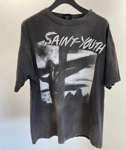 4Awu Ny stil T-shirts för män och kvinnor modedesigner Saint Michael Vintage Abstract Religious High Street Loose Casure Shecteve