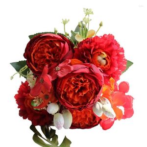 Dekorativa blommor Peony 5 Heads Fake Peonies Floral Arrangements Faux Flower Centerpieces For Table Home Decor inomhus