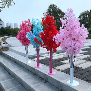 6PCS結婚式の装飾Aritificial Cherry Blossom Tree Road引用派は、パーティーホールDIY用品のランナー通路のフラワーコラム