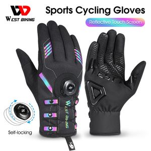 Cycling Gloves WEST BIKING Sports Cycling Gloves MTB Road Bike Motorcycle Gloves Men Women Touch Screen Self-locking Full Finger Bicycle Gloves 230609