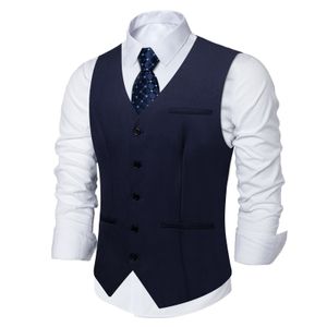 Coletes Masculinos Dark Navy Slim Fit Colete para Homem Festa de Negócios Chaleco Hombre Moda Vestido Sólido Sem Mangas Colete Gravata Azul Colete Masculino 230609