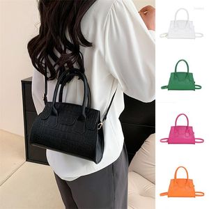 Duffel Bags Women Fashion Crossbody Solid Color PU Leather Messenger Casual Travel Top-Handle Versatile French Shoulder