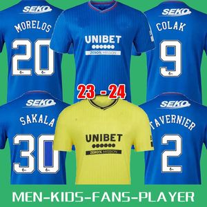 S XXXL 4XL 23 24 Glasgow Rangers Davis Morelos Hagi Futbol Formaları Cantwell Kid 2023 2024 Futbol Gömlek Eğitimi Evde Üçüncü 3. Dördüncü Colak Lawrence Kent XX