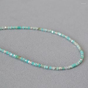 Choker LONDANY Necklace Fresh Green Amazonite Natural Real Stone Irregular Broken Silver Beaded Temperament Woman