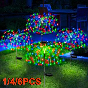 Decorações de jardim Luzes de energia solar LED Decoração de fogos de artifício Fada à prova d'água ao ar livre Dente-de-leão Lâmpada de gramado para caminho de pátio 230609