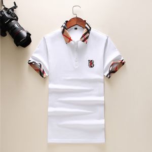 Burbrerys European Station Bajia повседневная рубашка Polo Mens Classic Solid Color TB Письмо вышивка лето B с коротким рукавом футболка Men M-3XL#EE