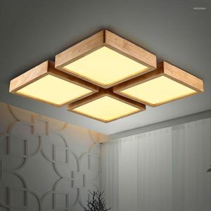 Taklampor Creative Oak Modern LED för vardagsrummet sovrum lampara techo trälampinarmaturer luminaria