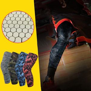 Joelheiras masculinas femininas longas anti-colisão camuflagem favo de mel basquete suporte de futebol protetor de perna mangas logotipo personalizado