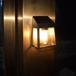 Solar Welcome Wall Garden Light z żarówką z żarówką, vintage lampa ścienna do ogrodowego patio dworca brama ogrodzenia