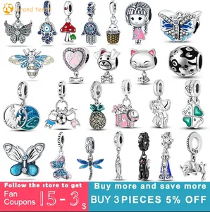 925 Sterling Silver for pandora charms authentic bead Pendant women Bracelets New Cross Our Lady Patroness Dangle Charm Flower