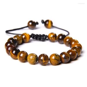 Strand 8 mm Tiger Eye Stone Bransoletka wielokolorowa koraliki wyplane bransoletki dla kobiet mężczyzn uzdrawianie Reiki Ochrona zdrowia biżuteria