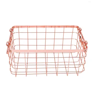 Storage Bottles Wrought Iron Basket Portable Snack Cord Box Decorate Handheld Vegetables Desktop