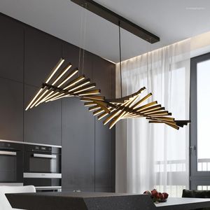 Lampade a sospensione Nordic Minimalista Fishbone Luci a led Soggiorno Sala da pranzo Decorazioni per la casa Lampadario Ristorante Bar Lampada a sospensione per scale a soppalco